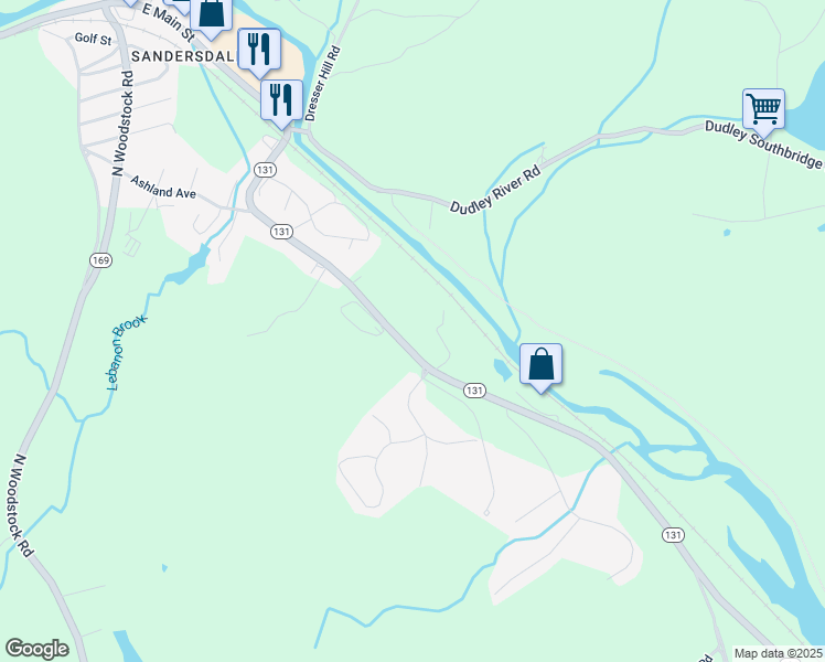 map of restaurants, bars, coffee shops, grocery stores, and more near 339 Ashland Avenue in Southbridge