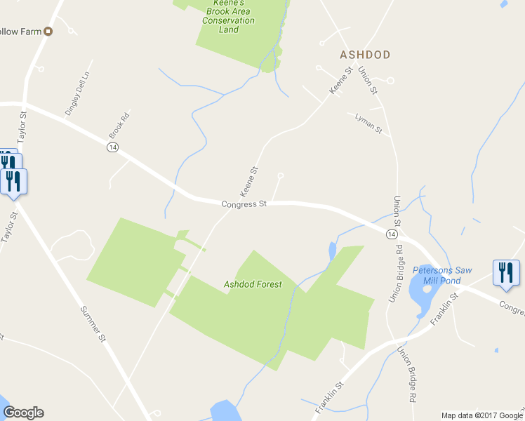 map of restaurants, bars, coffee shops, grocery stores, and more near 785 Congress Street in Duxbury