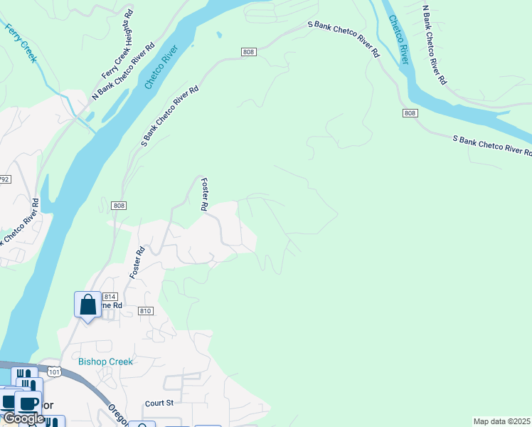 map of restaurants, bars, coffee shops, grocery stores, and more near 98025 Crown Terrace in Brookings