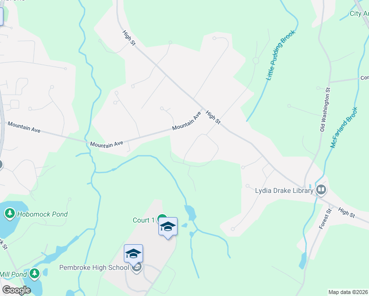 map of restaurants, bars, coffee shops, grocery stores, and more near 45 Orchard Drive in Pembroke