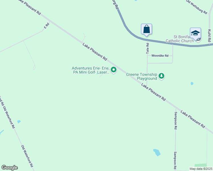 map of restaurants, bars, coffee shops, grocery stores, and more near 9170 Lake Pleasant Road in Erie