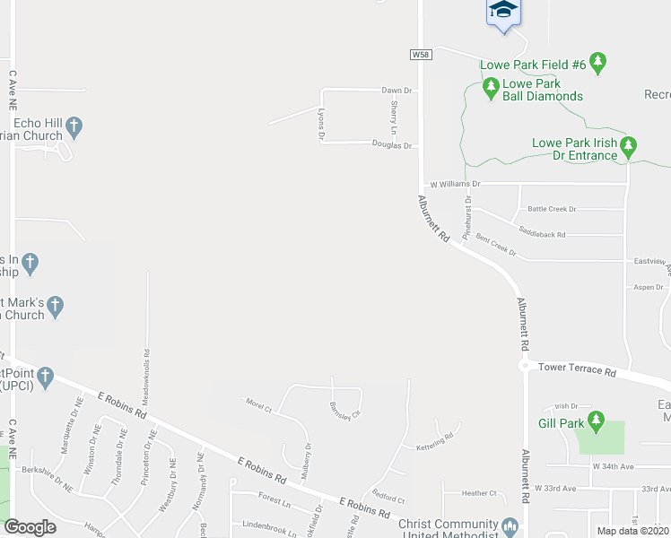 map of restaurants, bars, coffee shops, grocery stores, and more near 4200 Alburnett Road in Marion