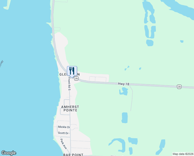 map of restaurants, bars, coffee shops, grocery stores, and more near 7 Shaw Drive in Amherstburg