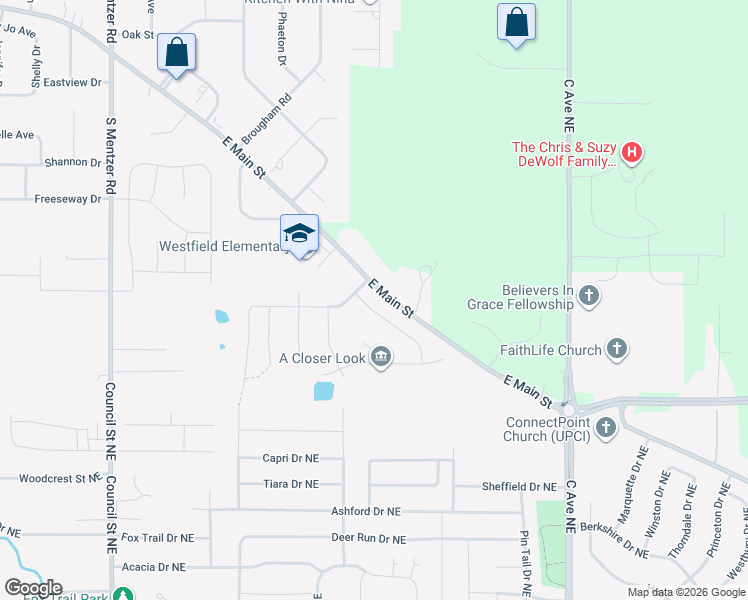 map of restaurants, bars, coffee shops, grocery stores, and more near 907 Palmyra Drive Northeast in Cedar Rapids