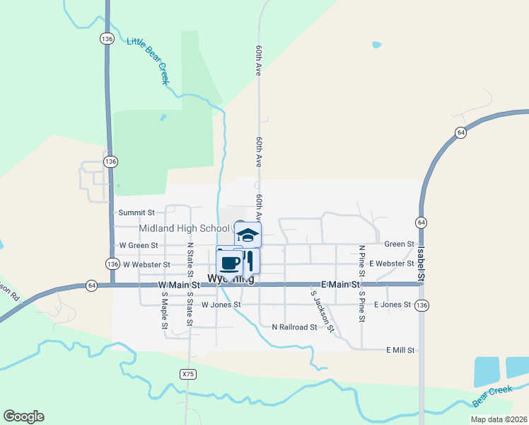 map of restaurants, bars, coffee shops, grocery stores, and more near Kennedy Drive in Wyoming