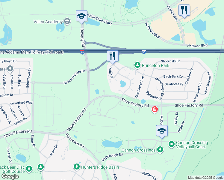 map of restaurants, bars, coffee shops, grocery stores, and more near 5591 McDonough Road in Hoffman Estates