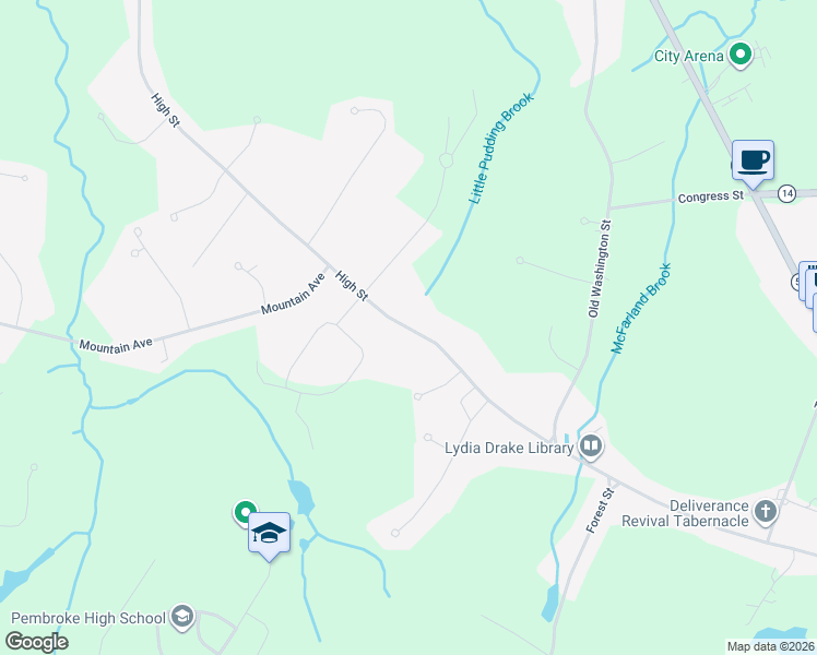 map of restaurants, bars, coffee shops, grocery stores, and more near 236 High Street in Pembroke