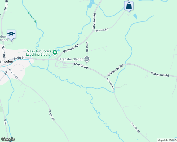 map of restaurants, bars, coffee shops, grocery stores, and more near 36-54 Scantic Road in Hampden