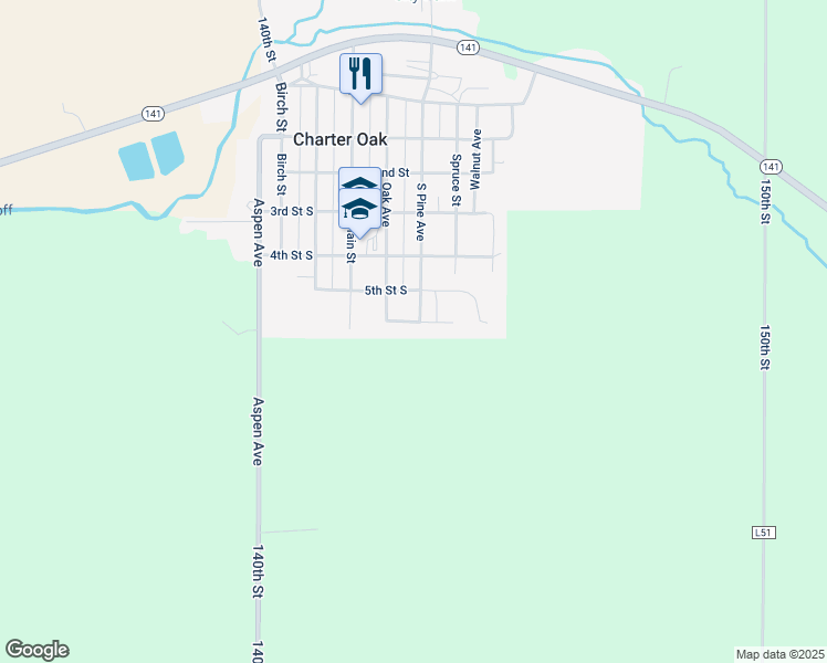 map of restaurants, bars, coffee shops, grocery stores, and more near 500-520 6th St S in Charter Oak