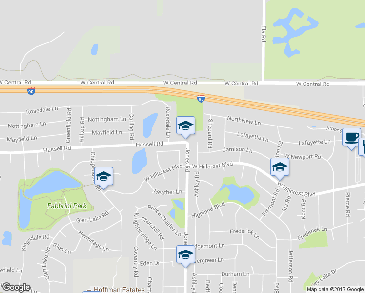map of restaurants, bars, coffee shops, grocery stores, and more near 816 West Lakeside Plaza in Hoffman Estates