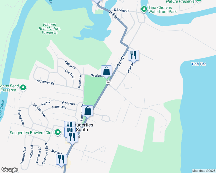 map of restaurants, bars, coffee shops, grocery stores, and more near 3218 New York 32 in Saugerties