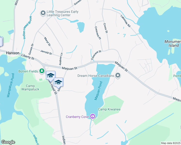 map of restaurants, bars, coffee shops, grocery stores, and more near 240 Maquan Street in Hanson