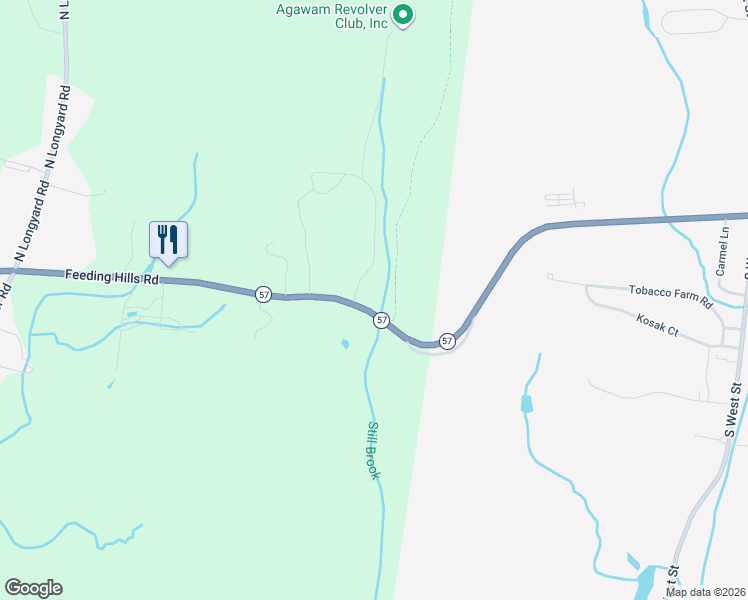 map of restaurants, bars, coffee shops, grocery stores, and more near 306 Feeding Hills Road in Southwick