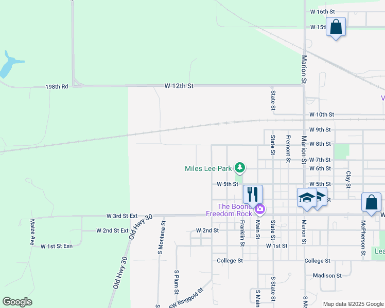 map of restaurants, bars, coffee shops, grocery stores, and more near 725 Wood Street in Boone