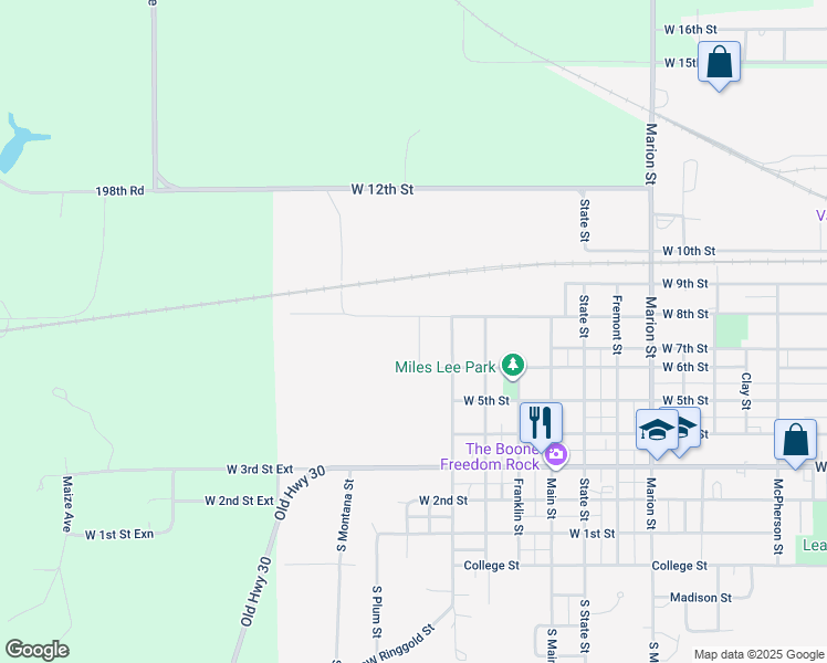 map of restaurants, bars, coffee shops, grocery stores, and more near 725 Wood Street in Boone