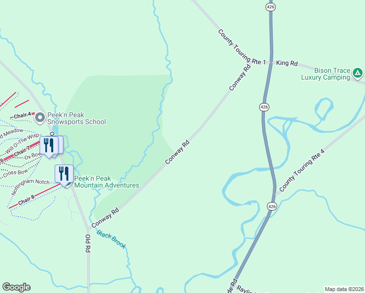 map of restaurants, bars, coffee shops, grocery stores, and more near 1460 Conway Road in Clymer