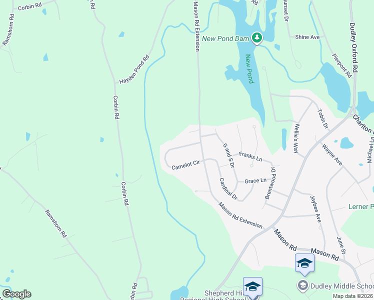 map of restaurants, bars, coffee shops, grocery stores, and more near 335 Mason Road Extension in Dudley