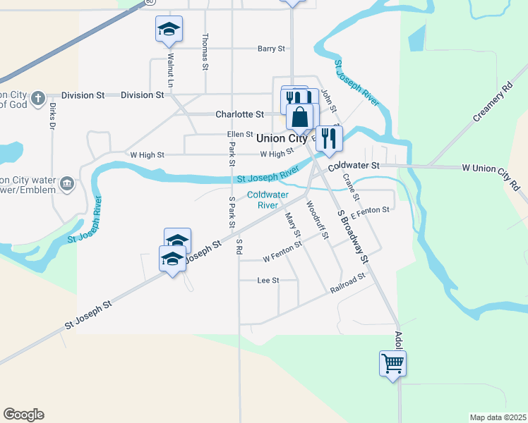 map of restaurants, bars, coffee shops, grocery stores, and more near 310 Saint Joseph Street in Union City