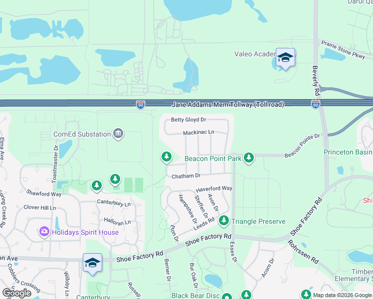 map of restaurants, bars, coffee shops, grocery stores, and more near 2155 Cabrillo Lane in Hoffman Estates