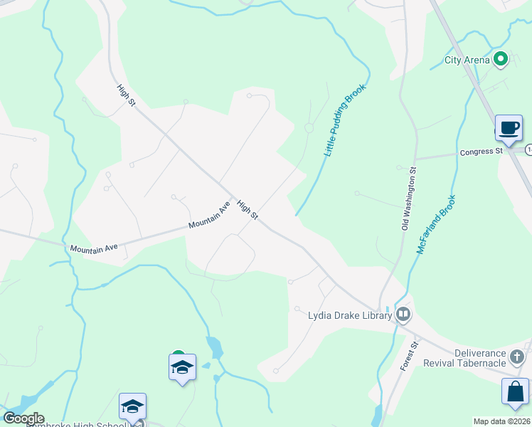 map of restaurants, bars, coffee shops, grocery stores, and more near 236 High Street in Pembroke