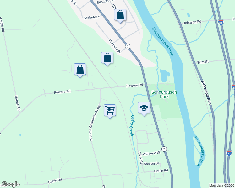 map of restaurants, bars, coffee shops, grocery stores, and more near 1056 Powers Road in Broome