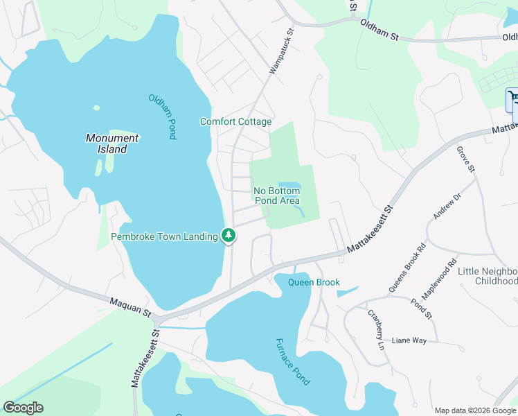 map of restaurants, bars, coffee shops, grocery stores, and more near 102 Indian Trail in Pembroke