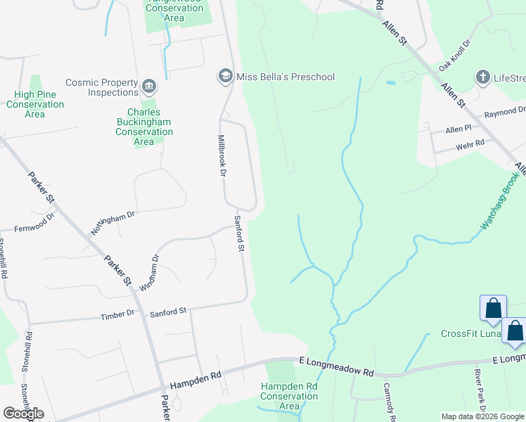 map of restaurants, bars, coffee shops, grocery stores, and more near 237 Millbrook Drive in East Longmeadow
