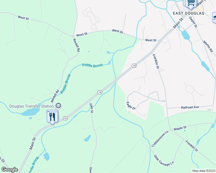 map of restaurants, bars, coffee shops, grocery stores, and more near Main Street in Douglas