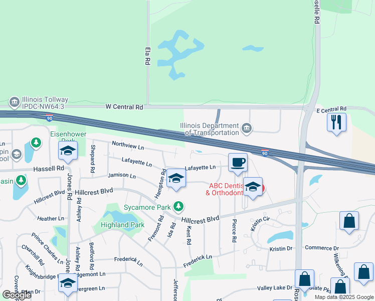 map of restaurants, bars, coffee shops, grocery stores, and more near 367 Arbor Glen Boulevard in Schaumburg