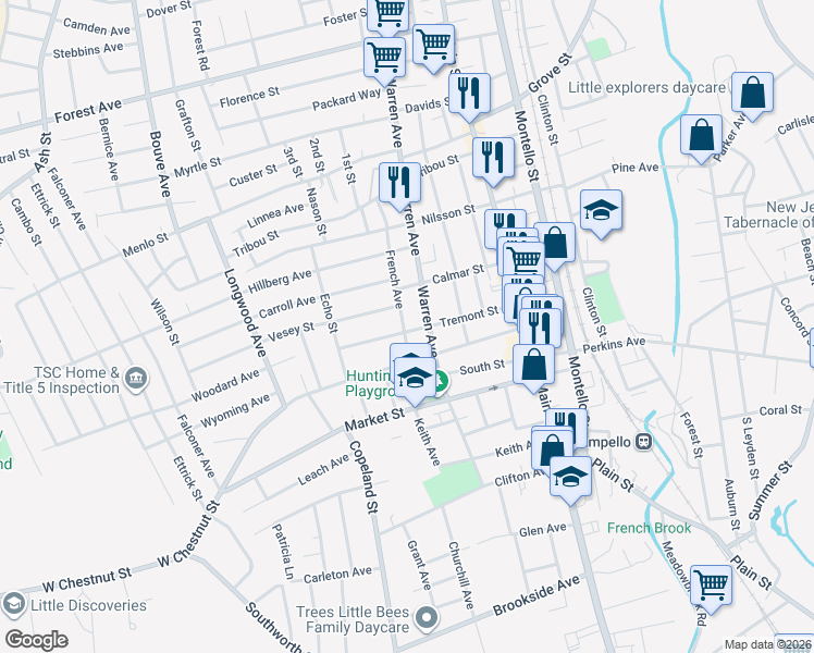 map of restaurants, bars, coffee shops, grocery stores, and more near 97 Tremont Street in Brockton