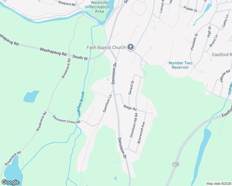 map of restaurants, bars, coffee shops, grocery stores, and more near 13 Ridge Road in Southbridge