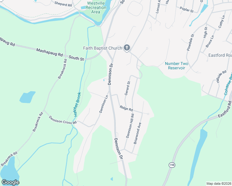 map of restaurants, bars, coffee shops, grocery stores, and more near 13 Ridge Road in Southbridge