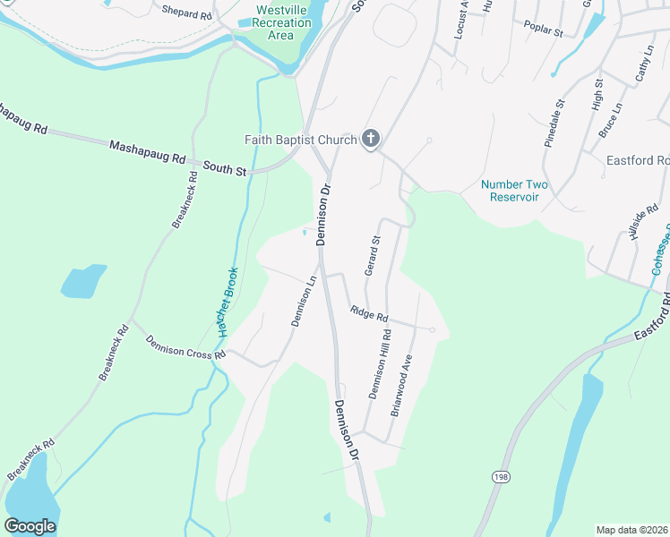 map of restaurants, bars, coffee shops, grocery stores, and more near 13 Ridge Road in Southbridge