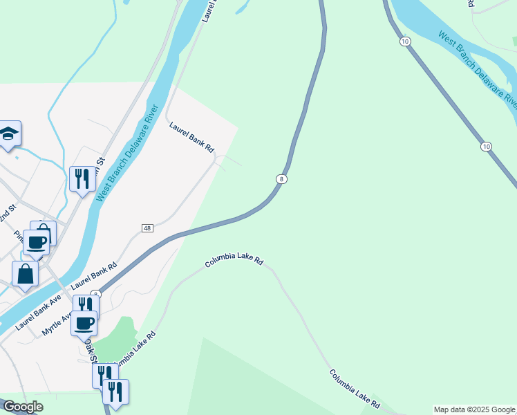 map of restaurants, bars, coffee shops, grocery stores, and more near 1360 New York 10 in Deposit