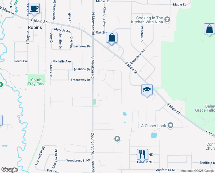 map of restaurants, bars, coffee shops, grocery stores, and more near 1302 Stratton Drive Northeast in Cedar Rapids