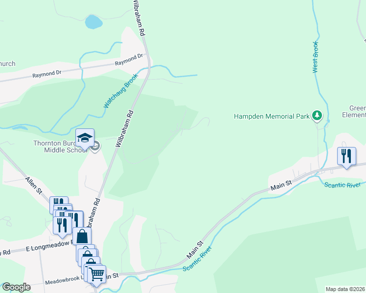 map of restaurants, bars, coffee shops, grocery stores, and more near in Hampden