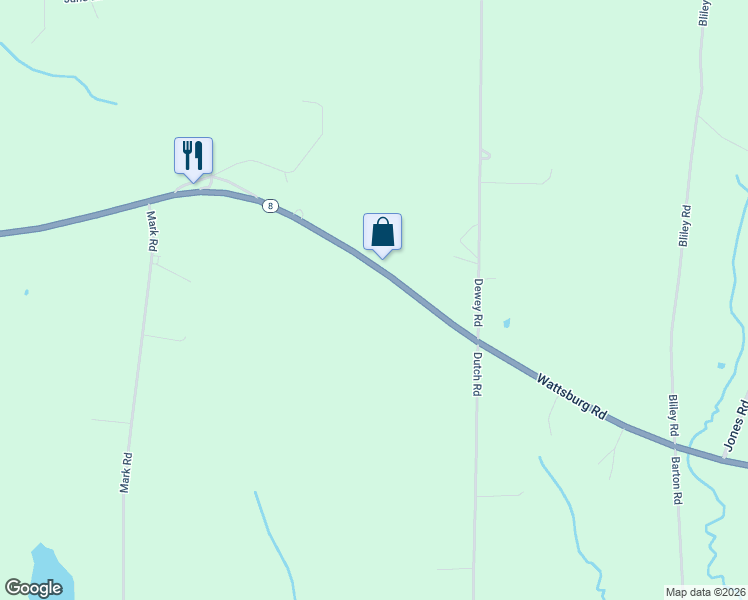 map of restaurants, bars, coffee shops, grocery stores, and more near 9866 Wattsburg Road in Erie