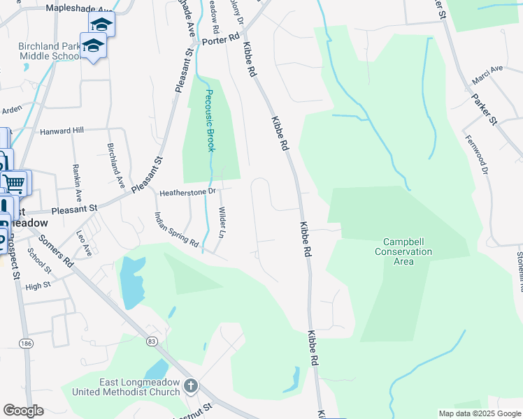 map of restaurants, bars, coffee shops, grocery stores, and more near 88 Glynn Farms Drive in East Longmeadow