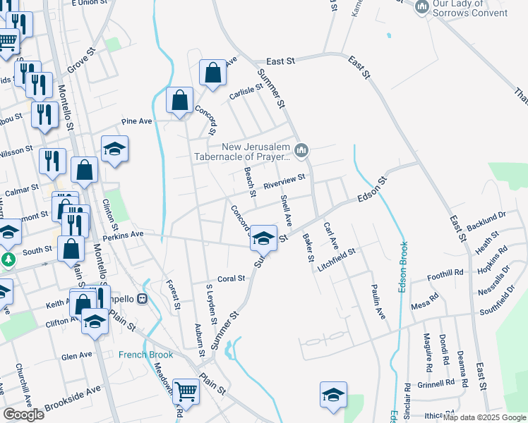 map of restaurants, bars, coffee shops, grocery stores, and more near 10 Burton Avenue in Brockton