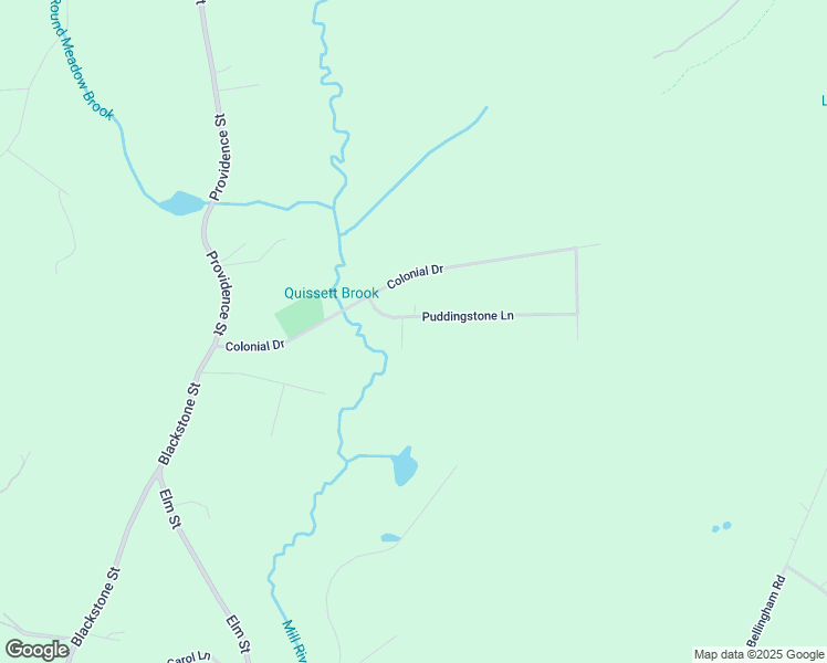 map of restaurants, bars, coffee shops, grocery stores, and more near 1 Puddingstone Lane in Mendon