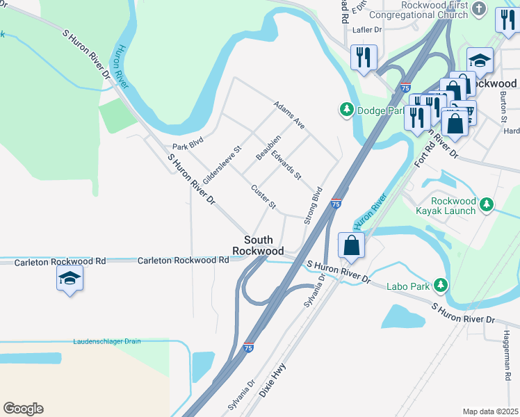 map of restaurants, bars, coffee shops, grocery stores, and more near in Charter Township of Berlin