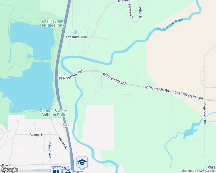 map of restaurants, bars, coffee shops, grocery stores, and more near 434 Fawncove Lane in Ames