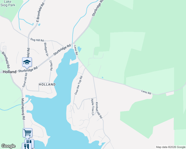 map of restaurants, bars, coffee shops, grocery stores, and more near 2 Clark Road in Holland