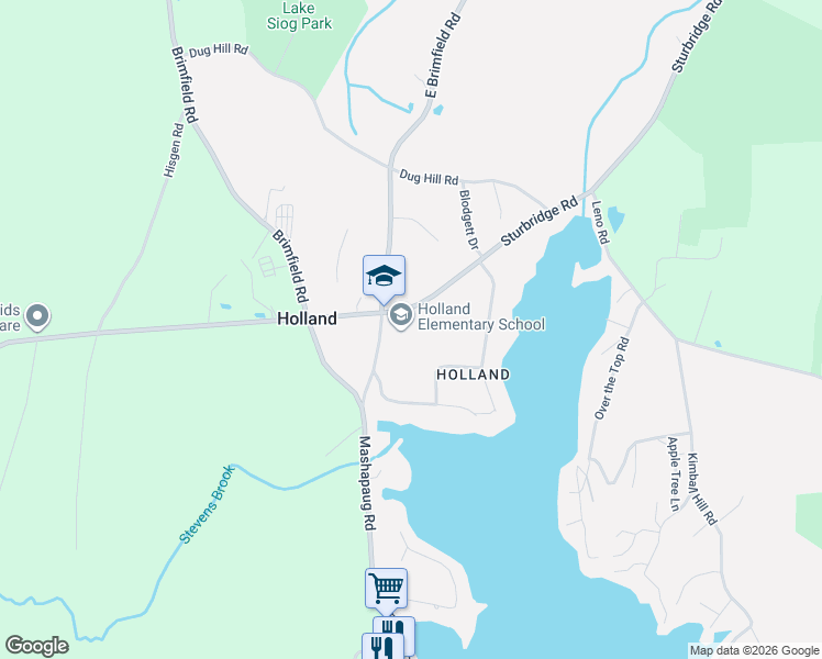 map of restaurants, bars, coffee shops, grocery stores, and more near 44 Sturbridge Road in Holland