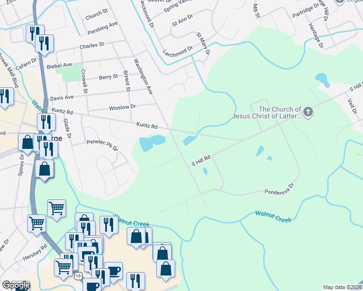 map of restaurants, bars, coffee shops, grocery stores, and more near 1411 Kuntz Rd in Erie