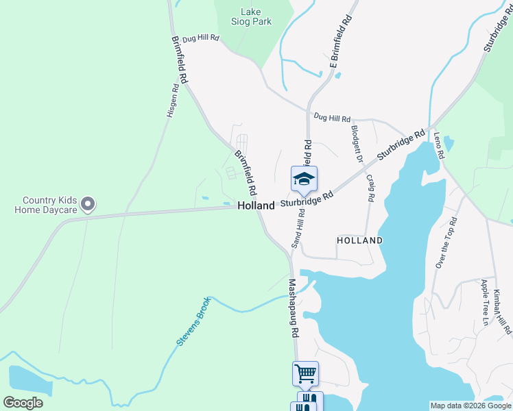 map of restaurants, bars, coffee shops, grocery stores, and more near 4 Brimfield Road in Holland
