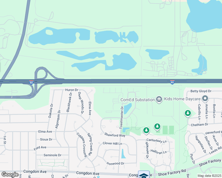 map of restaurants, bars, coffee shops, grocery stores, and more near 1202 Megan Court in Elgin