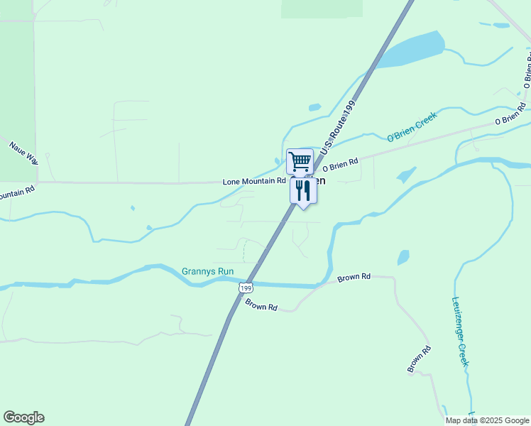 map of restaurants, bars, coffee shops, grocery stores, and more near 469 Lone Mountain Road in O'Brien