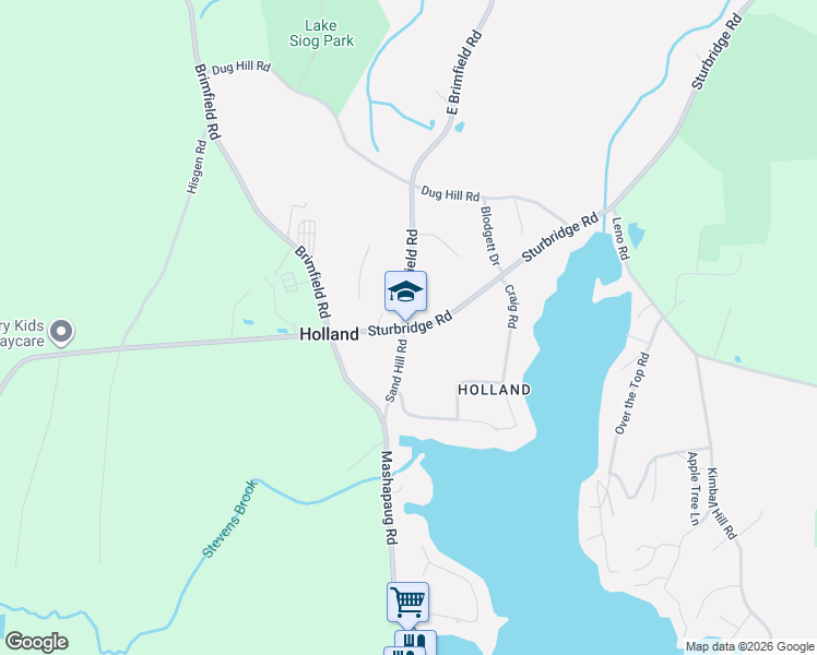 map of restaurants, bars, coffee shops, grocery stores, and more near 27 Sturbridge Road in Holland