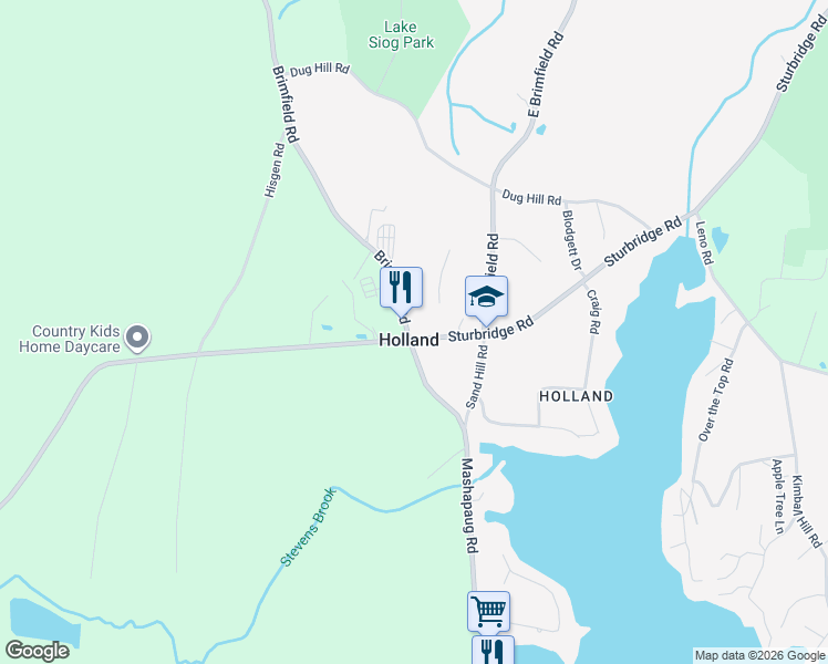 map of restaurants, bars, coffee shops, grocery stores, and more near 4 Brimfield Road in Holland